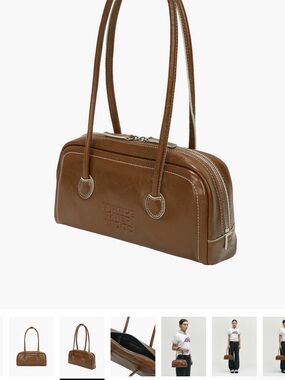 Authentic Marge Sherwood Soft Boston EW Bag Brown Crinkle Leather